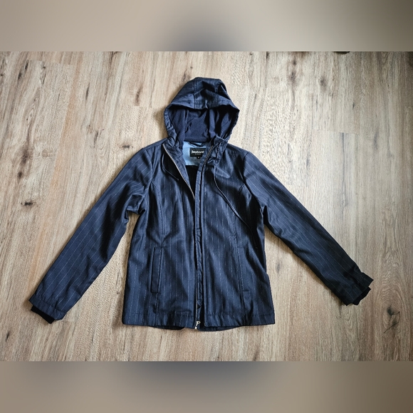 Betabrand Navy Wool Suiting jacket Hoodie Zipup - Picture 1 of 4